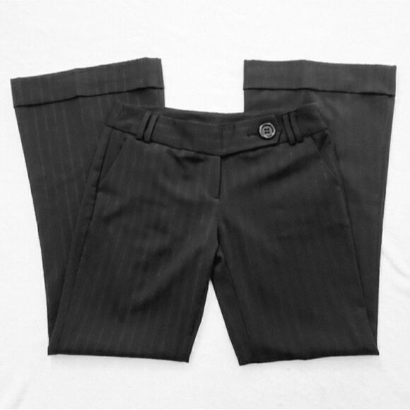 Copper Key Black Pinstriped Wide Leg Cuffed Pants Size 7 - Picture 3 of 9